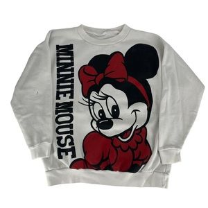 Vintage Minnie Mouse Sweatshirt Mens Large White AOP Disney Jumbo Print 90s Crew